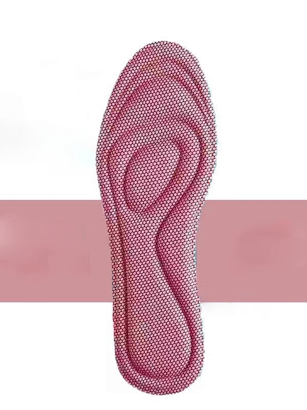 Pink antibacterial massage insole for sports shoes, featuring memory foam and breathable design, perfect for shock absorption and comfort.